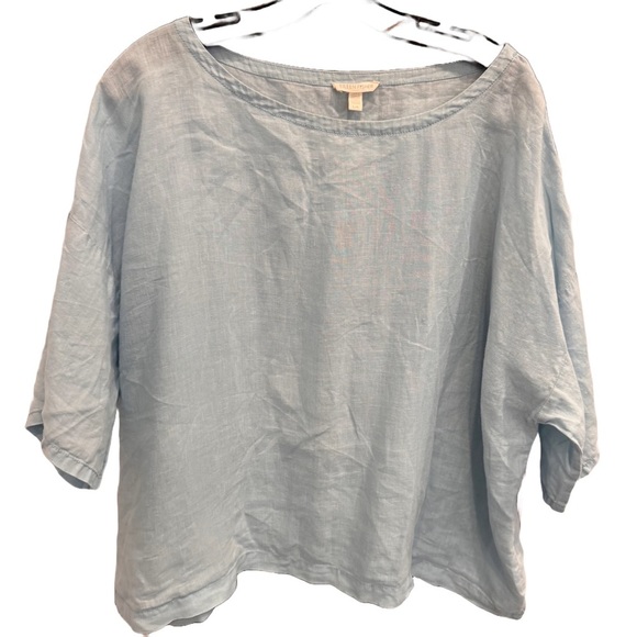 Eileen Fisher Women’s Light Aqua Green Linen Top Size Large. Oversized - Picture 1 of 7